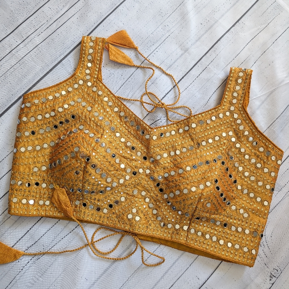 Real Mirror Yellow Crop Top Blouse